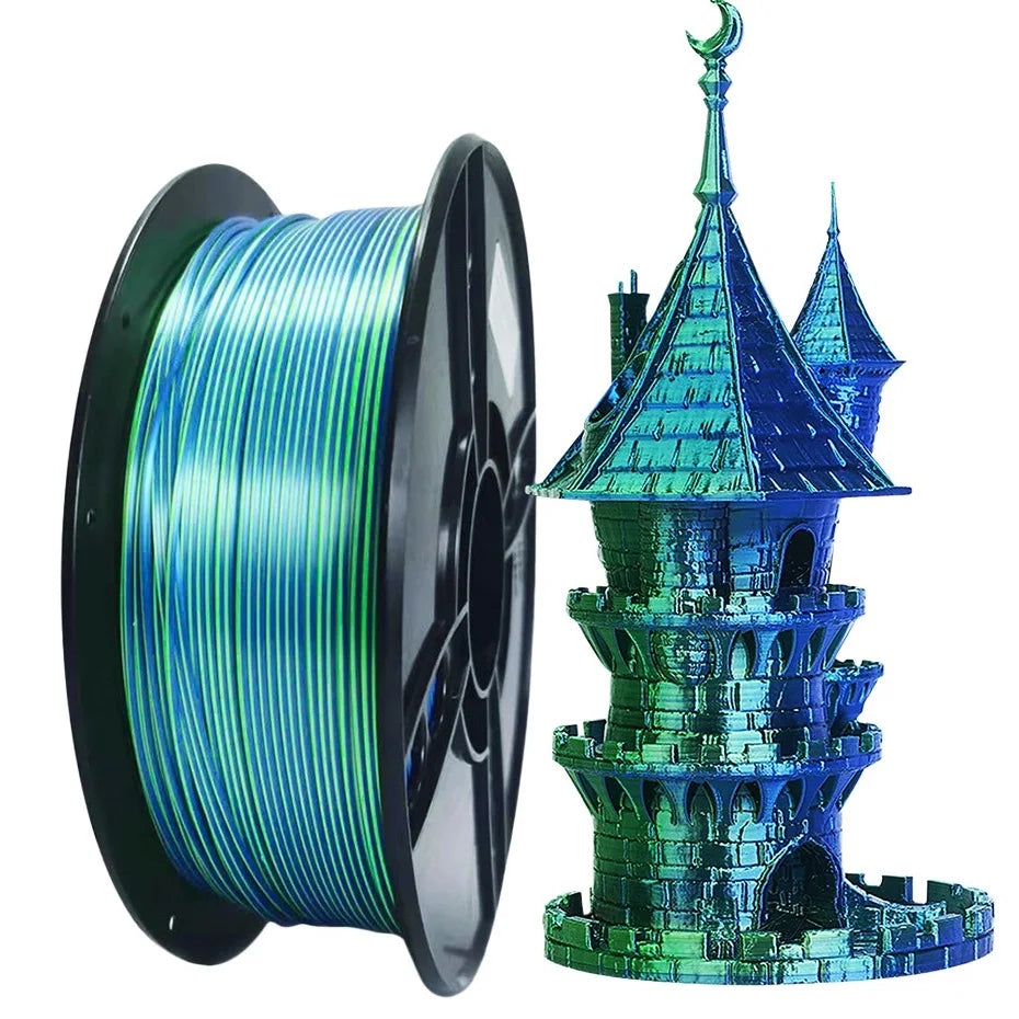 Dual Color Filament Silk PLA 1.75mm 1kg 500g 250g 3D Printer Plastic Material Two Colors Filament PLA Black Red Green Bundle New