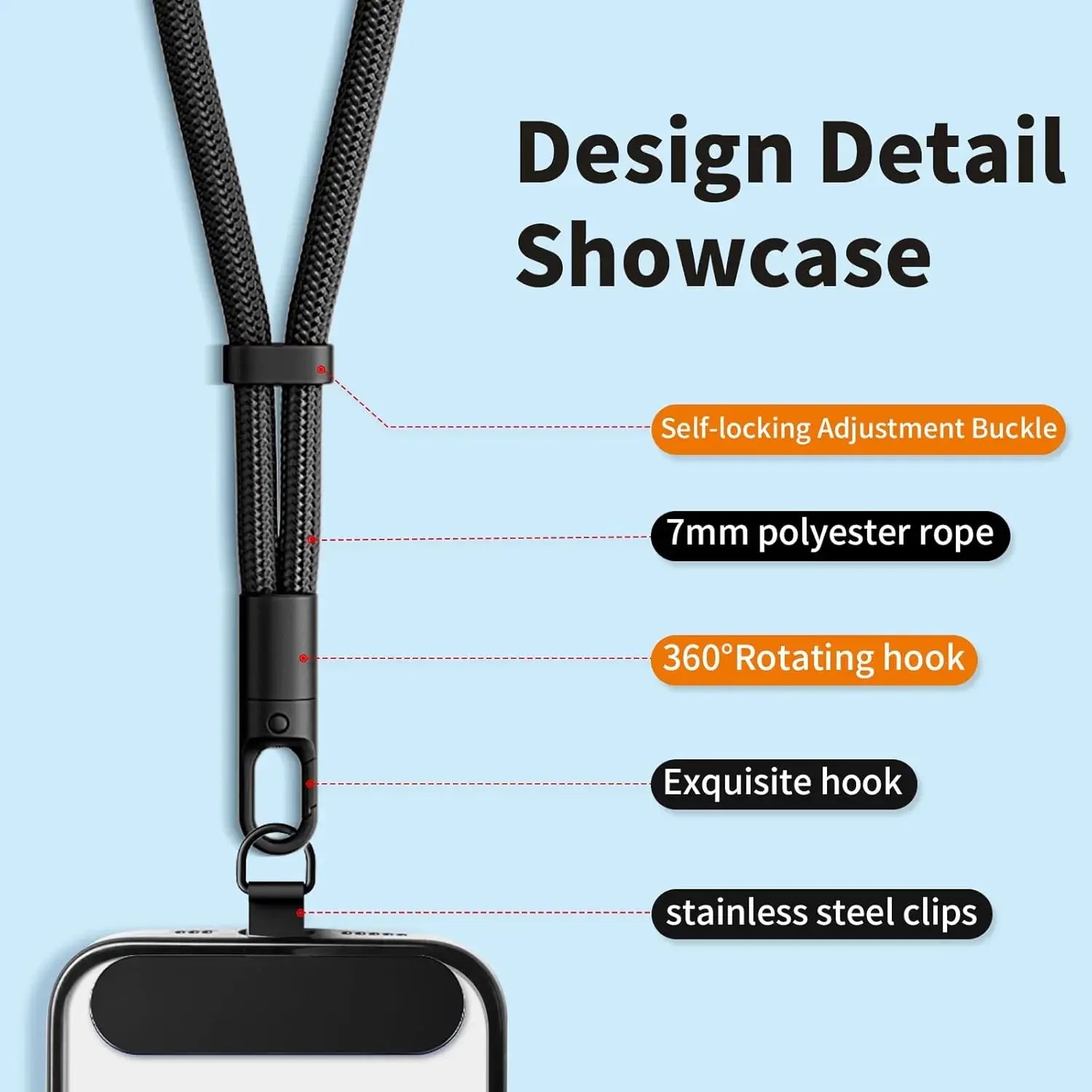 Universal Adjustable Mobile Phone Self-locking Anti-loss Lanyard for iPhone Samsung Short Wrist Strap Durable Cell Phone Strap