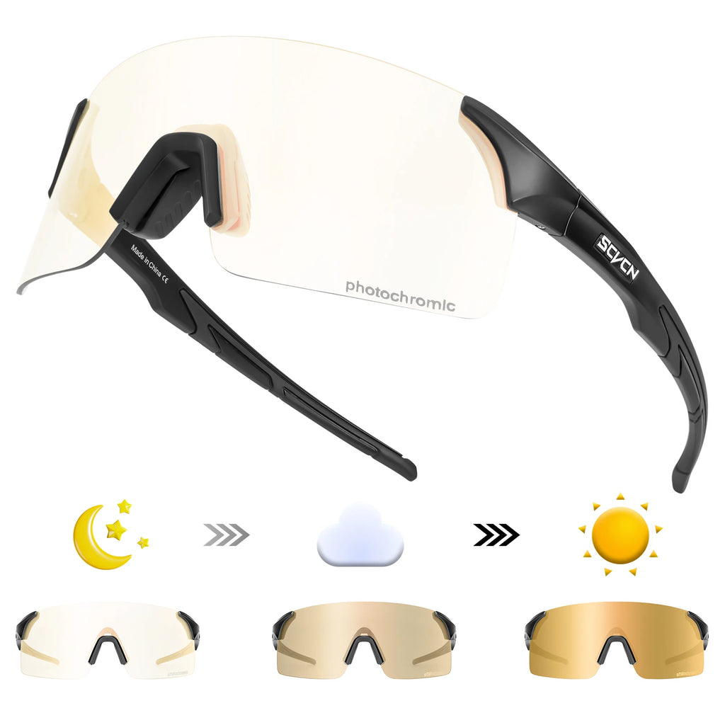 SCVCN Photochromic Cycling Sunglasses UV400 Cycling Glasses Sports Goggles Bicycle Eyewear Sunglasses Outdoor MTB Bike Glasses