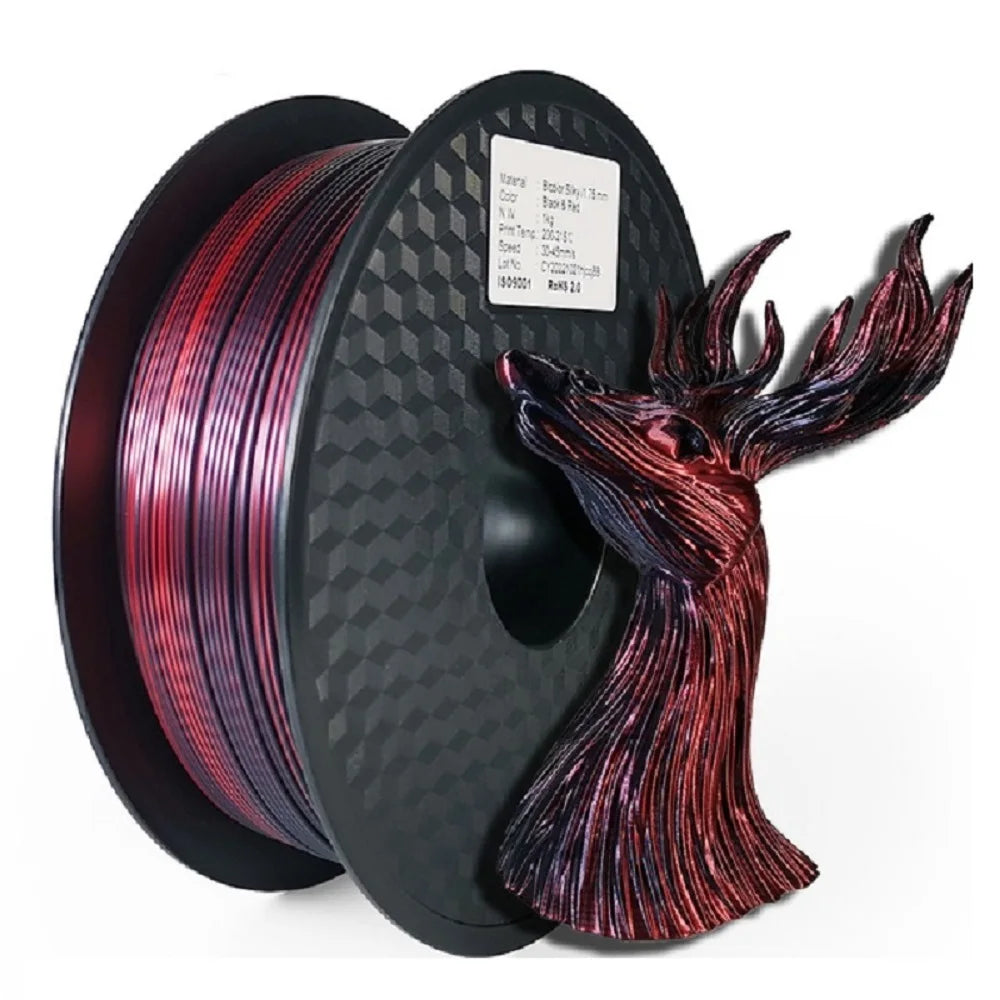 Dual Color Filament Silk PLA 1.75mm 1kg 500g 250g 3D Printer Plastic Material Two Colors Filament PLA Black Red Green Bundle New