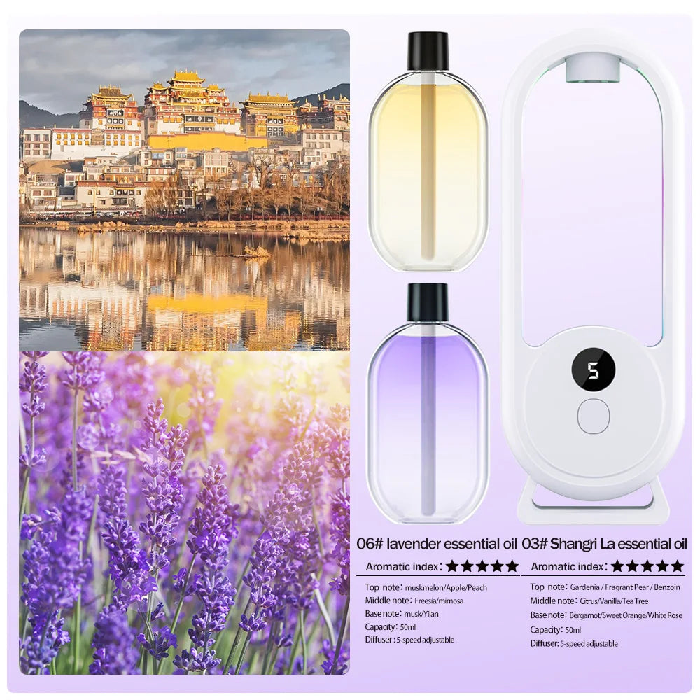 Rechargeable portable aroma diffuser Essential Oil Aromatherapy machine Timed air freshener to remove odors 5 modes timed spray
