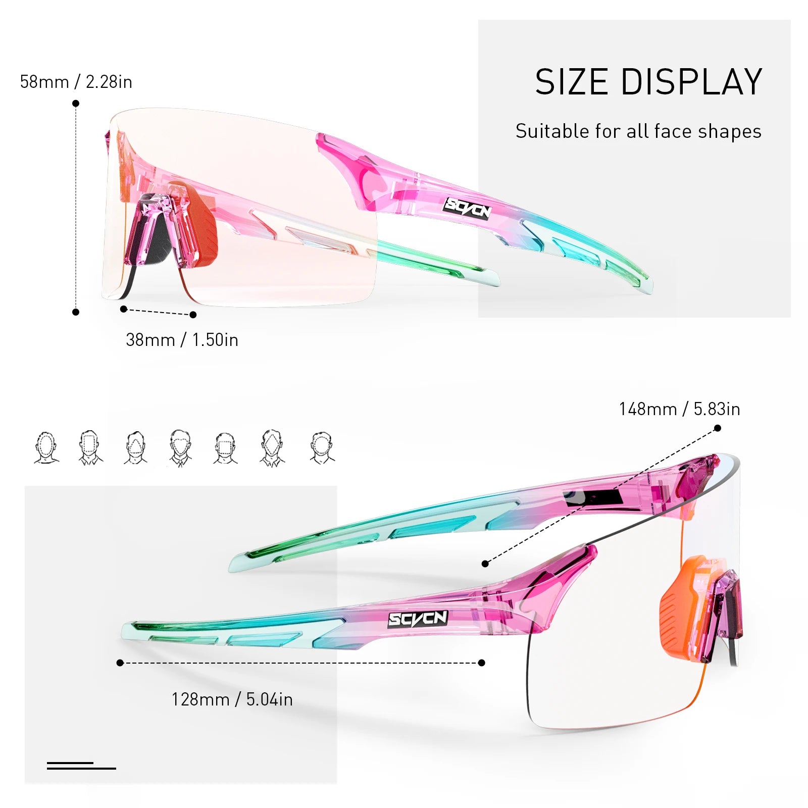 SCVCN Photochromic Cycling Sunglasses UV400 Cycling Glasses Sports Goggles Bicycle Eyewear Sunglasses Outdoor MTB Bike Glasses