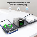 30W 3 in 1 Quick Multi-function Foldable Chargers Safe Magnetic Wireless Charger Portable Charger for iPhone IWatch AirPods
