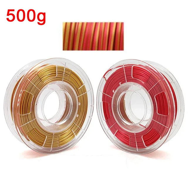 Dual Color Filament Silk PLA 1.75mm 1kg 500g 250g 3D Printer Plastic Material Two Colors Filament PLA Black Red Green Bundle New