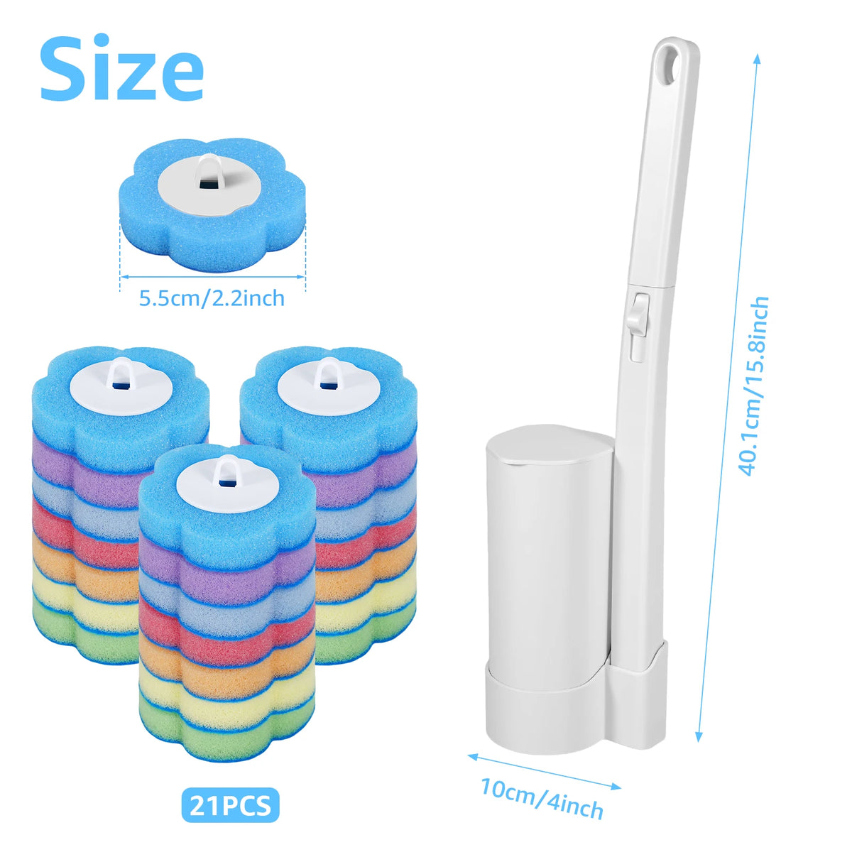 Disposable Toilet Bowl Cleaning Wand Kit Practical Toilet Bowl Brush with Replaceable Brush Head Multi-role Bathroom Accessories