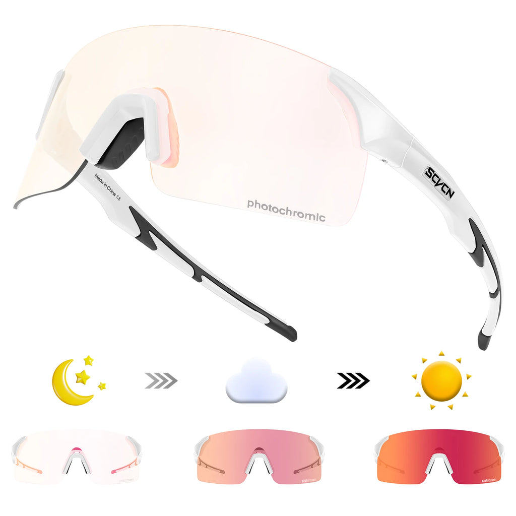 SCVCN Photochromic Cycling Sunglasses UV400 Cycling Glasses Sports Goggles Bicycle Eyewear Sunglasses Outdoor MTB Bike Glasses