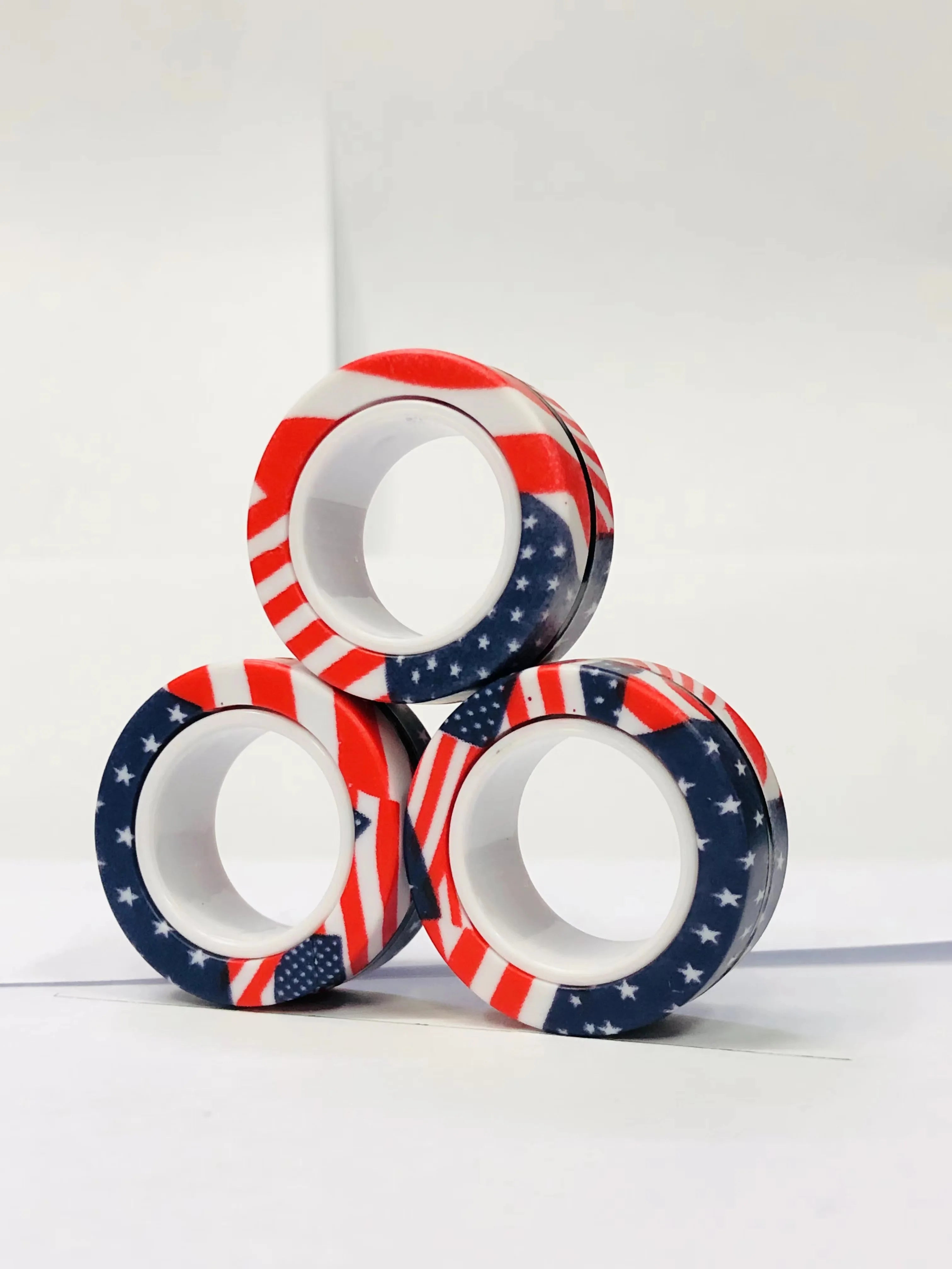 3pcs Fidget Toy Set Finger Magnetic Rings Colorful Adult Magnets Spinner Rings for Relieve Stress Anxiety Relief Therapy