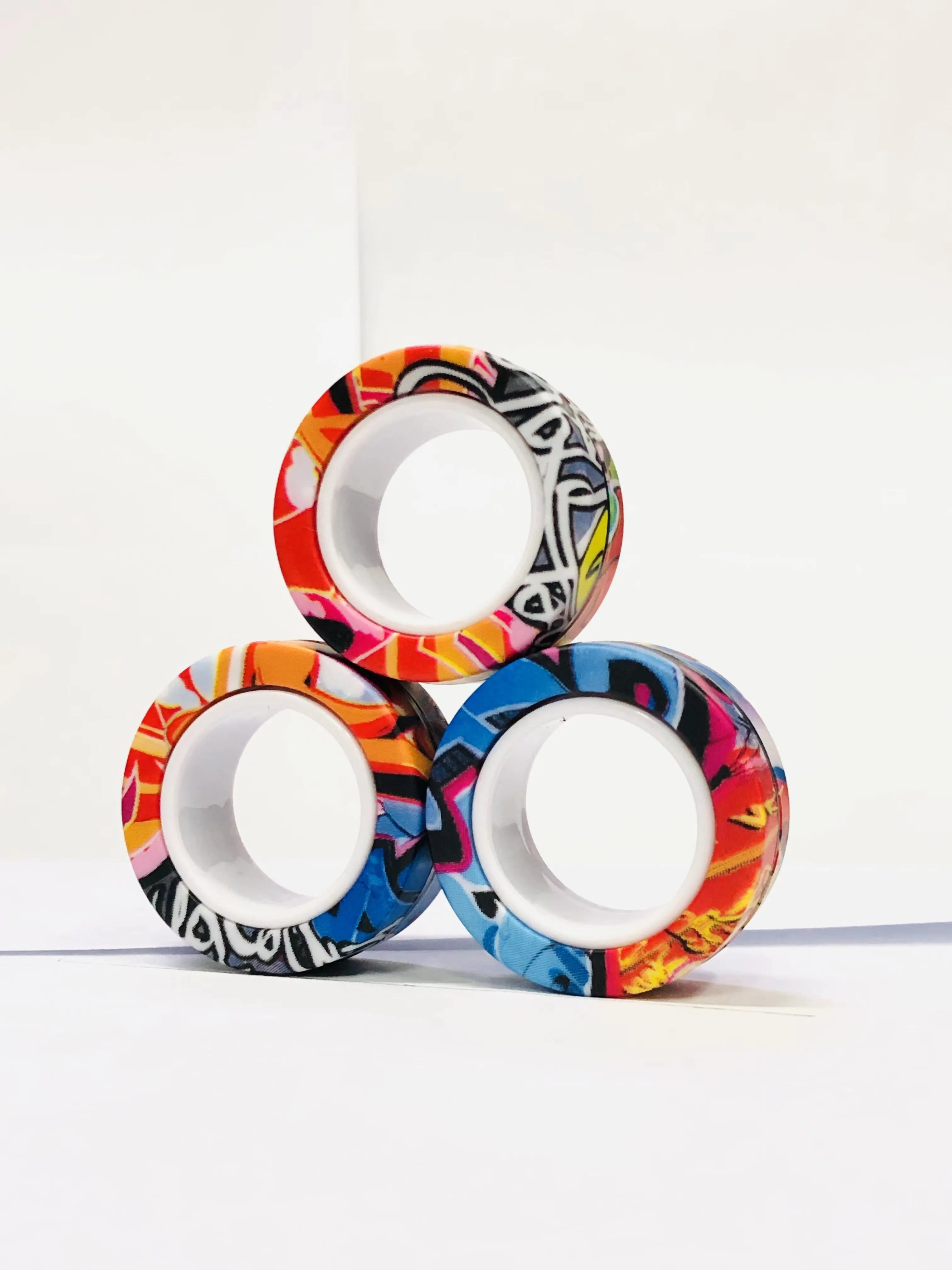 3pcs Fidget Toy Set Finger Magnetic Rings Colorful Adult Magnets Spinner Rings for Relieve Stress Anxiety Relief Therapy