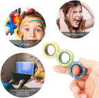 3pcs Fidget Toy Set Finger Magnetic Rings Colorful Adult Magnets Spinner Rings for Relieve Stress Anxiety Relief Therapy