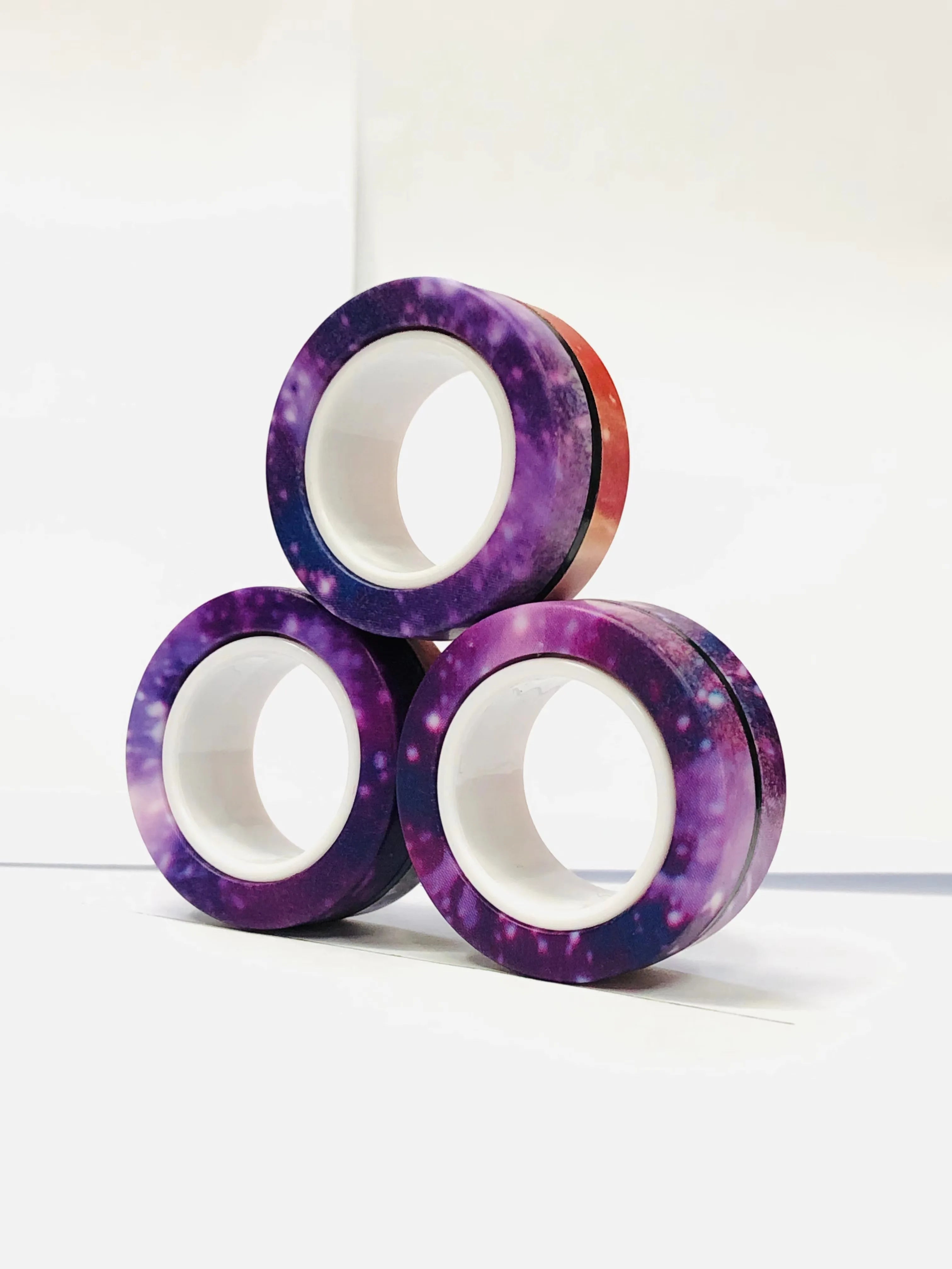 3pcs Fidget Toy Set Finger Magnetic Rings Colorful Adult Magnets Spinner Rings for Relieve Stress Anxiety Relief Therapy