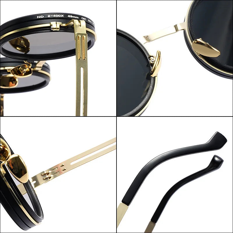 ND9 level Sunglasses Stepless Rotating Filter Retro Polarized Sunglass Cycling Sports Glassees