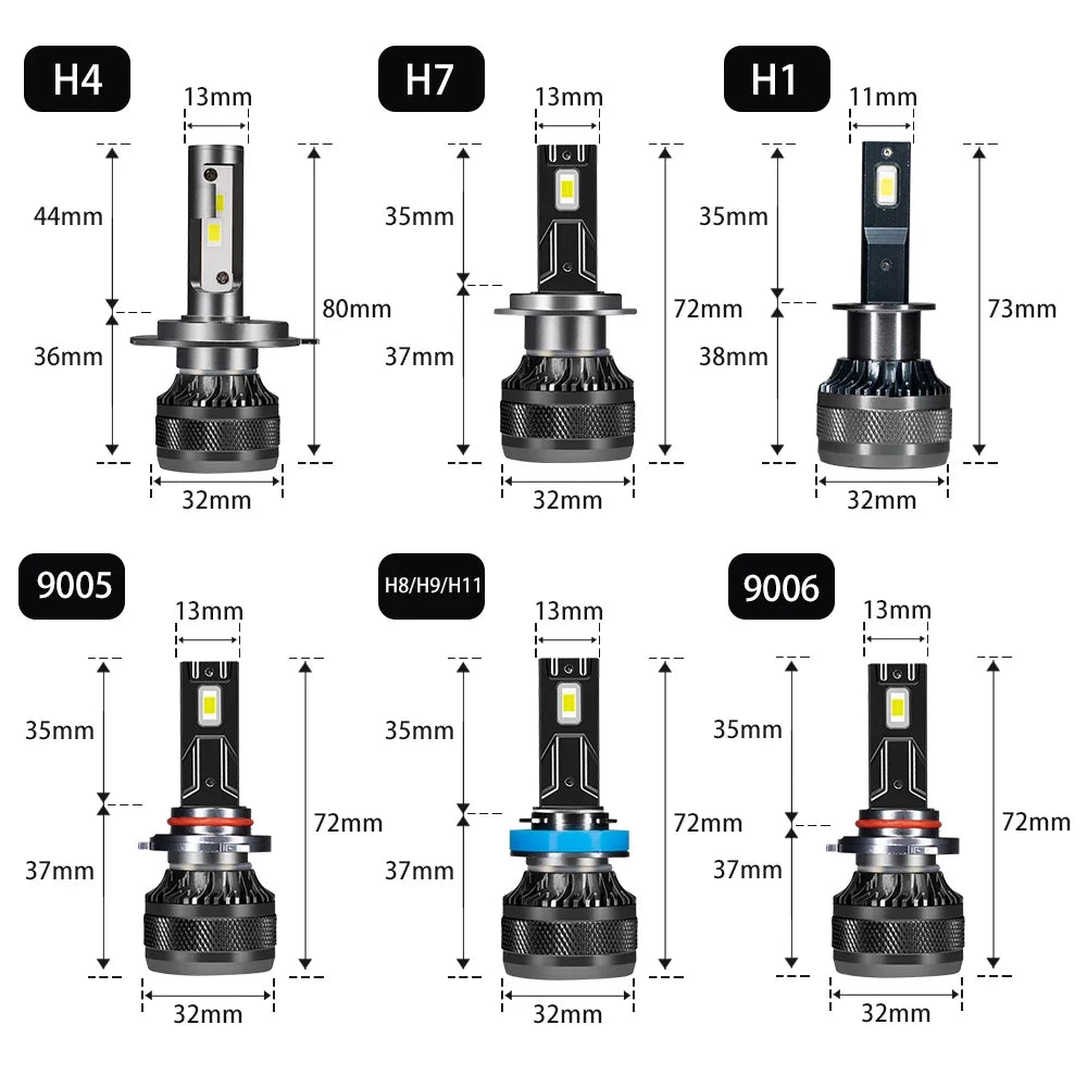 YHKOMS High Power CSP H4 H7 LED 200W 30000LM H1 H8 H9 H11 Car LED Light Bulbs 9005 HB3 9006 HB4 9012 HIR2 Auto Fog Lamp 6000K