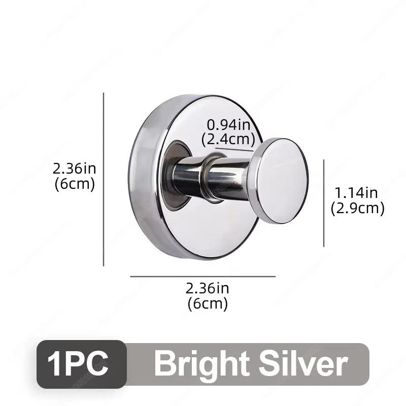 New Suction Cup Hooks Stainless Steel Waterproof Bathroom Shower Wall Mount Punch-free Reusable Strong Adsorption Hook Holders
