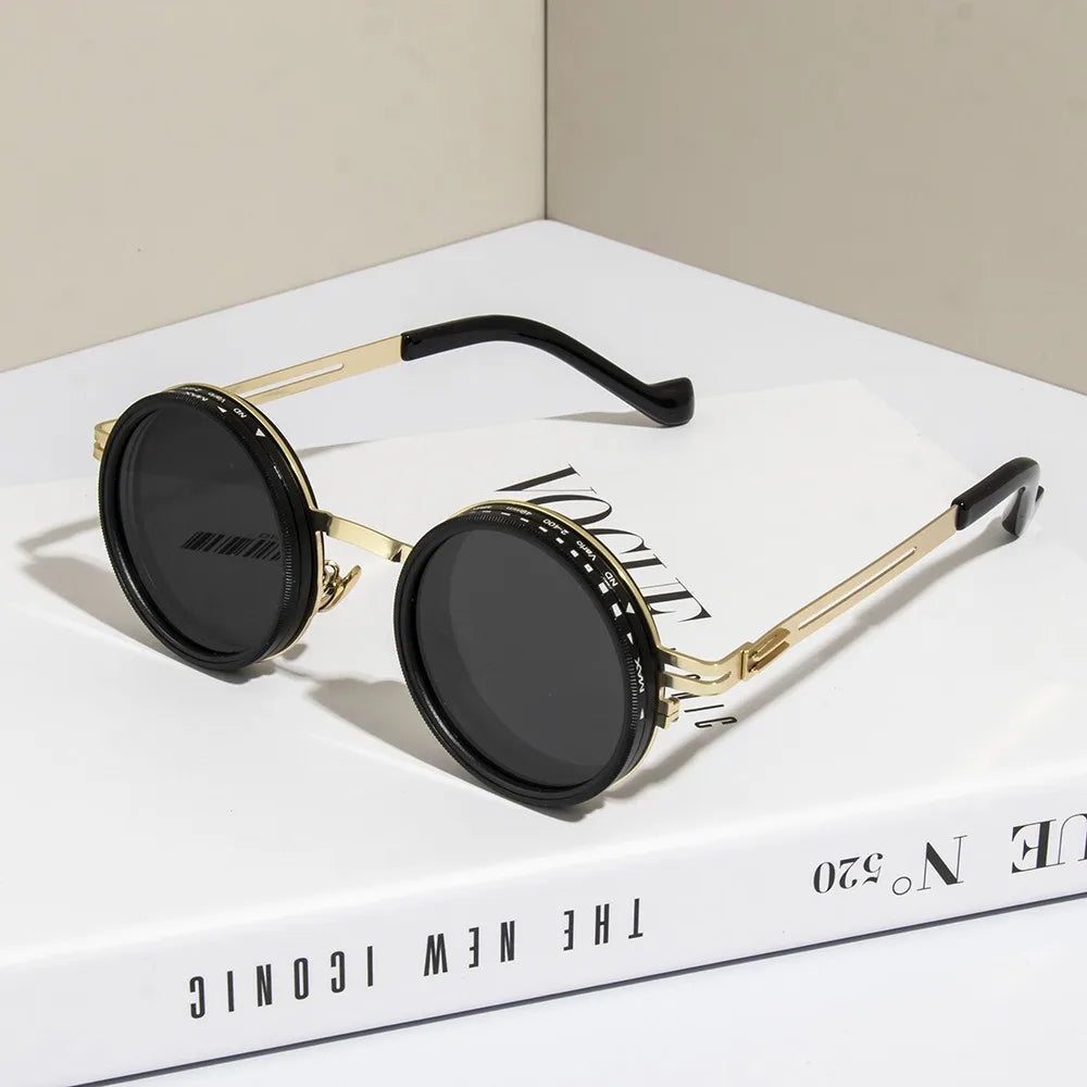 ND9 level Sunglasses Stepless Rotating Filter Retro Polarized Sunglass Cycling Sports Glassees