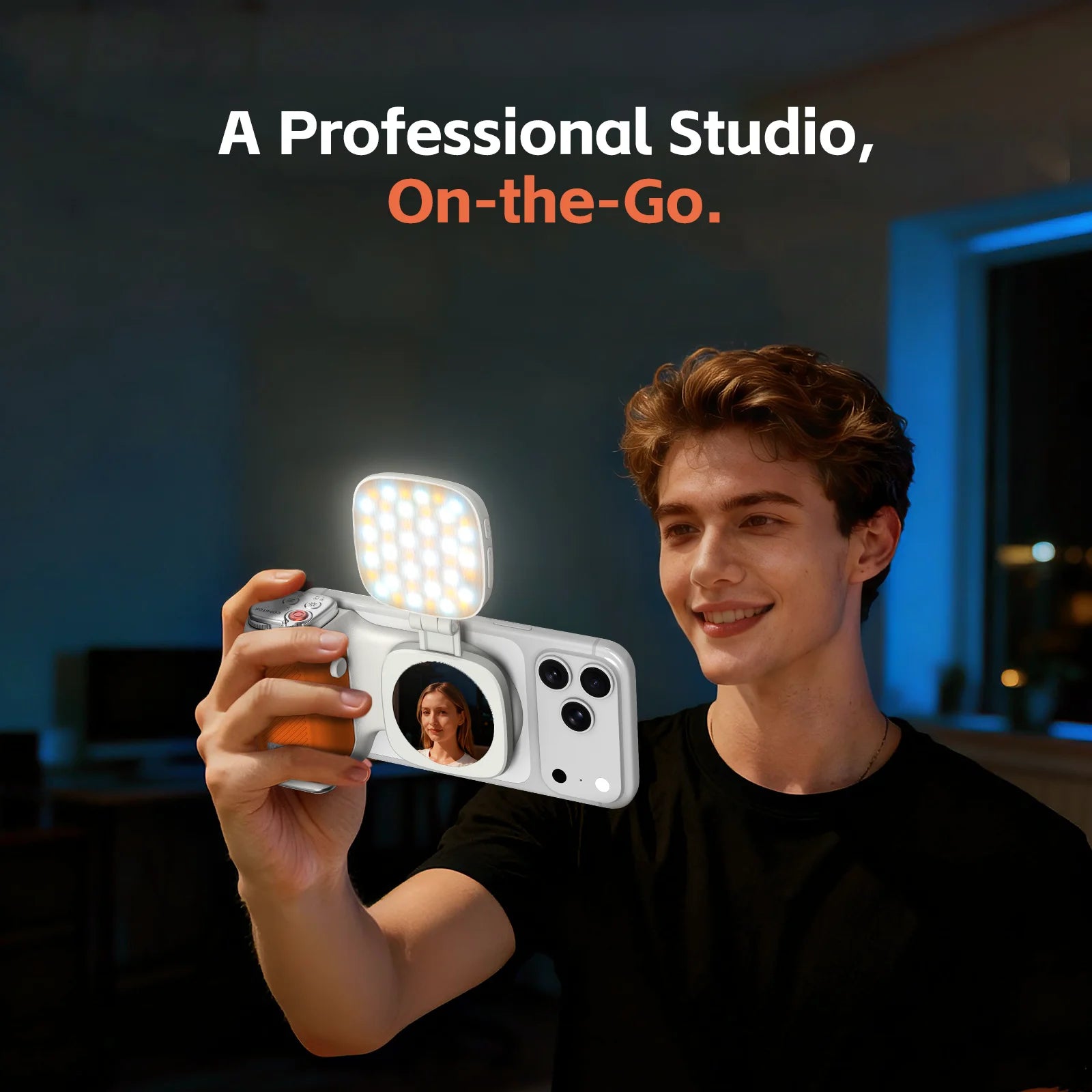 COMITOK MOCA iPhone Camera Assistant,1Click Lens Flip Shutter Grip/Detachable charging remote control+Optional Fill Light/Mirror