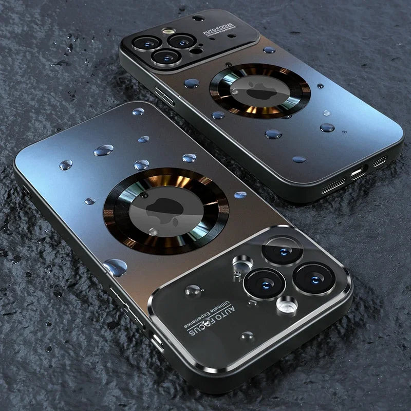 Luxury Glass Camera For Magesafe Magnetic Wireless Charge Case For iPhone 17 16 13 14 15 11 12 Pro Max Air Plus Shockproof Cover