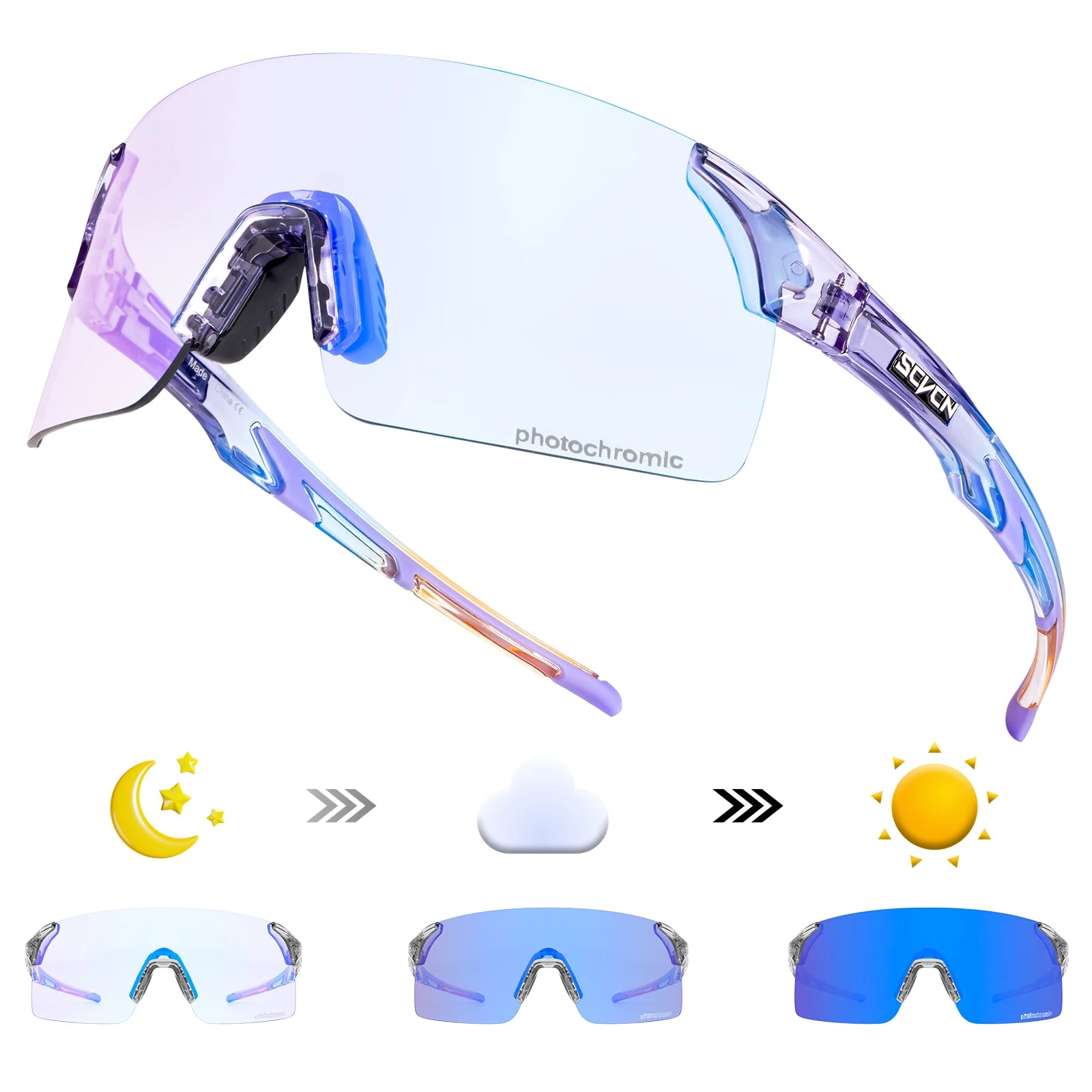 SCVCN Photochromic Cycling Sunglasses UV400 Cycling Glasses Sports Goggles Bicycle Eyewear Sunglasses Outdoor MTB Bike Glasses