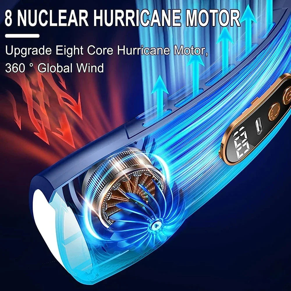 Mini Hanging Neck Fan Portable Bladeless Neck Fan Air Cooler Digital Display Rechargeable Air Conditioner Neck Ventilator