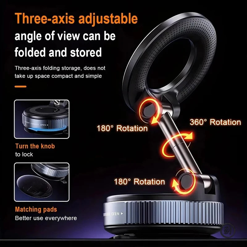 2026 New 360° Upgraded Adjustable&Foldable Magnetic Car Mobile Phone Holder Hollow Out Design Rotatable Zinc Alloy And ABS Material