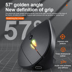 2.4GHz Bluetooth Wireless Mouse Rechargeable Vertical Mice Ergonomic 3Adjustable 1600DPI 6Buttons for Laptop PC Computer Desktop