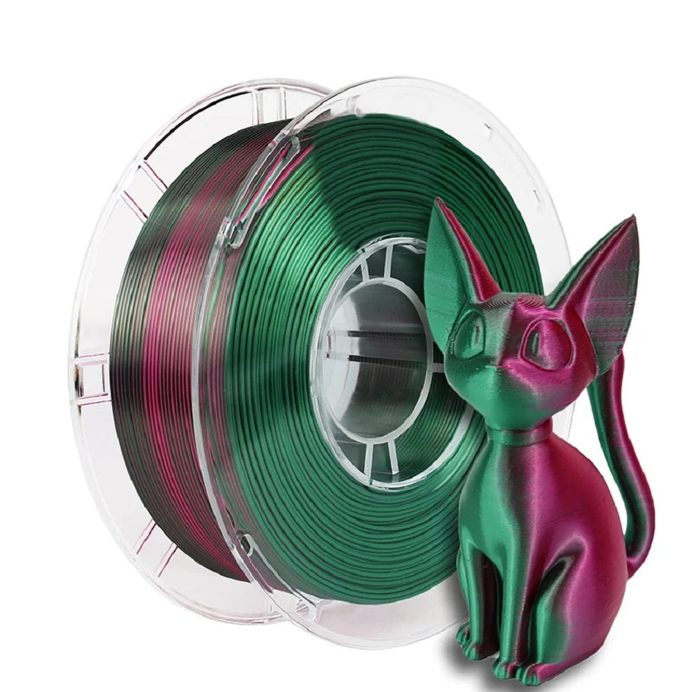 Dual Color Filament Silk PLA 1.75mm 1kg 500g 250g 3D Printer Plastic Material Two Colors Filament PLA Black Red Green Bundle New