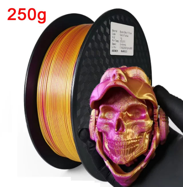 Dual Color Filament Silk PLA 1.75mm 1kg 500g 250g 3D Printer Plastic Material Two Colors Filament PLA Black Red Green Bundle New