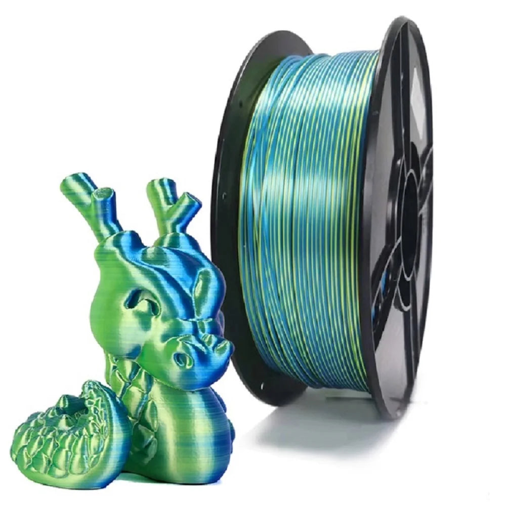 Dual Color Filament Silk PLA 1.75mm 1kg 500g 250g 3D Printer Plastic Material Two Colors Filament PLA Black Red Green Bundle New