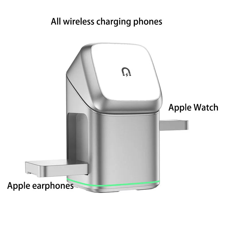 Qi2 25W 3-in-1 Magnetic Wireless Charger Stand Fast Charging For iPhone 14 15 16 17/AirPods Charger Touch Auto Rotation