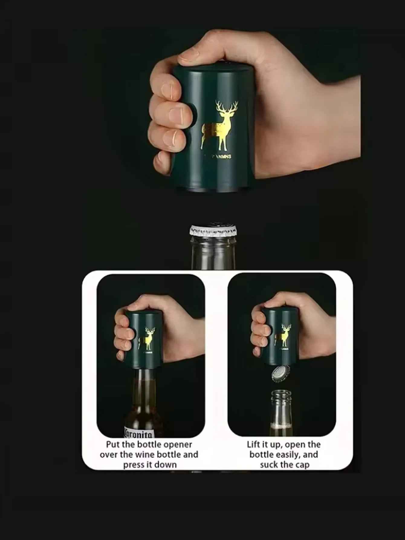 1Pcs Automatic Beer Bottle Opener Stainless Steel Press Lid Beer Corkscrew Tools Portable Bar Gadgets Wine Cap Opener Kitchen