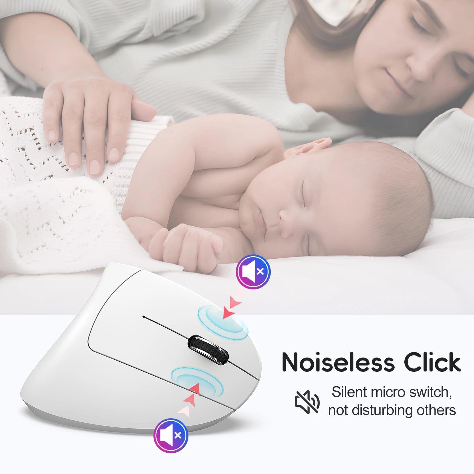 HXSJ dual mode vertical mouse ergonomic ABS 600mAh rechargeable 2400DPI  Type-c interface wireless mouse for pc