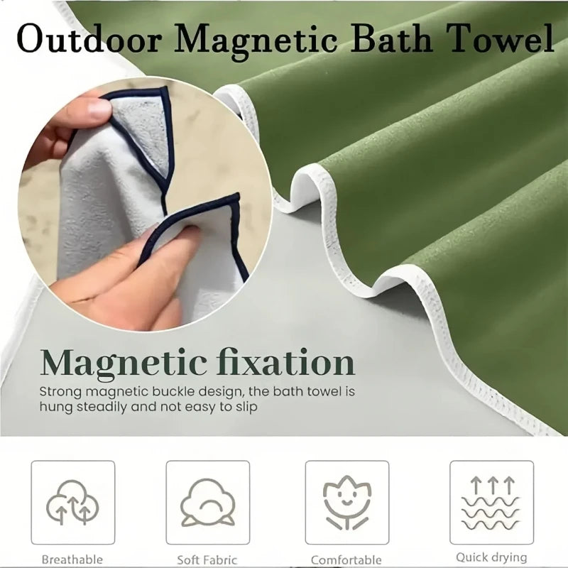 Magnetic Bath Towel Microfiber Quick Drying Outdoor Magnet Towels Beach Towel for Surfing Swimming Changing Clothes