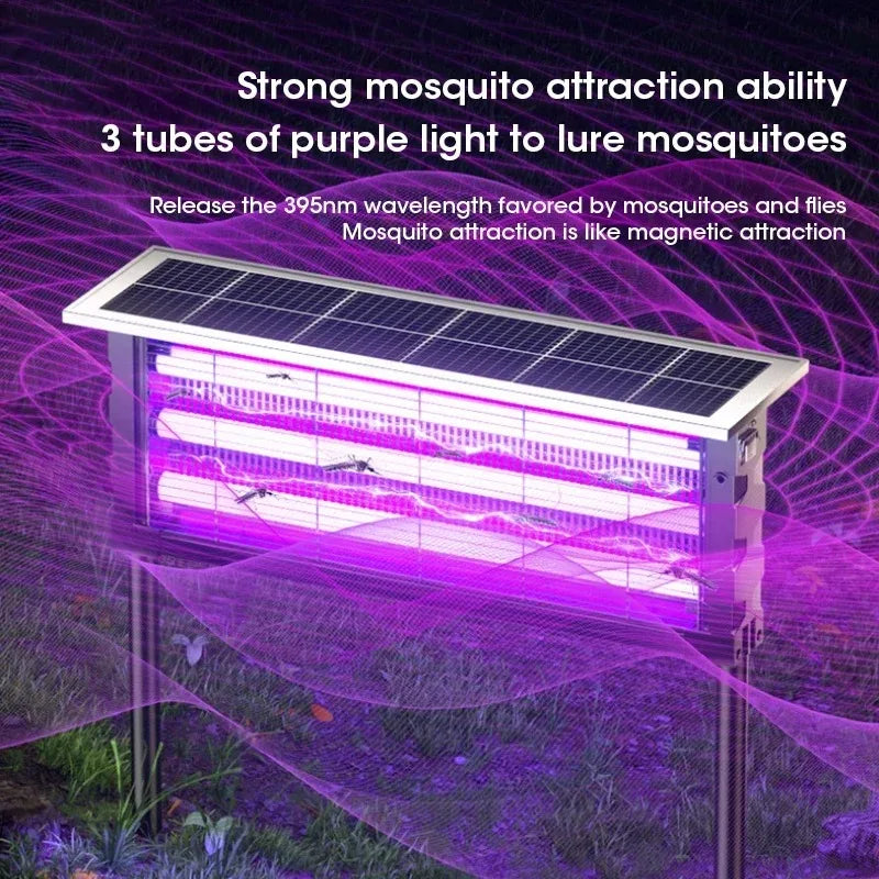 20W Solar Mosquito Killer Lamp with Light 395nm UV+Carbon Mesh IPX5 Waterproof 6000mah USB/Solar Rechargeable for Garden/Patio