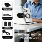 3 In1 Magnetic Foldable Phone Stand Universal 360 Rotation Desktop Mobile Holder With Suction Cups At The Bottom