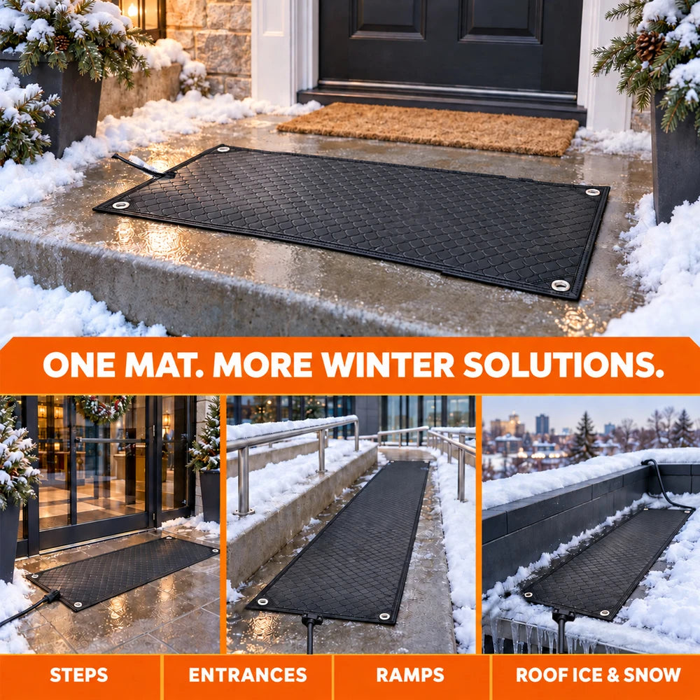 EU/US Waterproof Anti-Slip Graphene Snow Melting Mat for Outdoor Winter Stairs Ramp House Entrance Plants Warmth Heating Pad