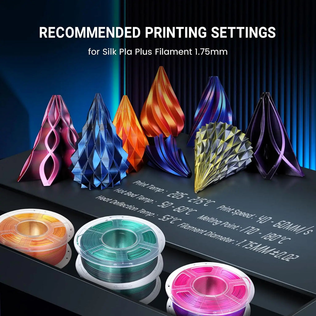 SUNLU PLA PLUS Silk 3D Printer Filament 1.75mm Double/Triple Tone Shiny Silk Textures Gradient Colors for Most FDM 3D Printers