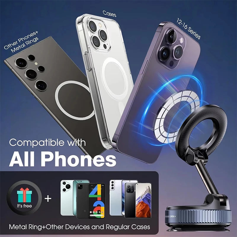 2026 New 360° Upgraded Adjustable&Foldable Magnetic Car Mobile Phone Holder Hollow Out Design Rotatable Zinc Alloy And ABS Material