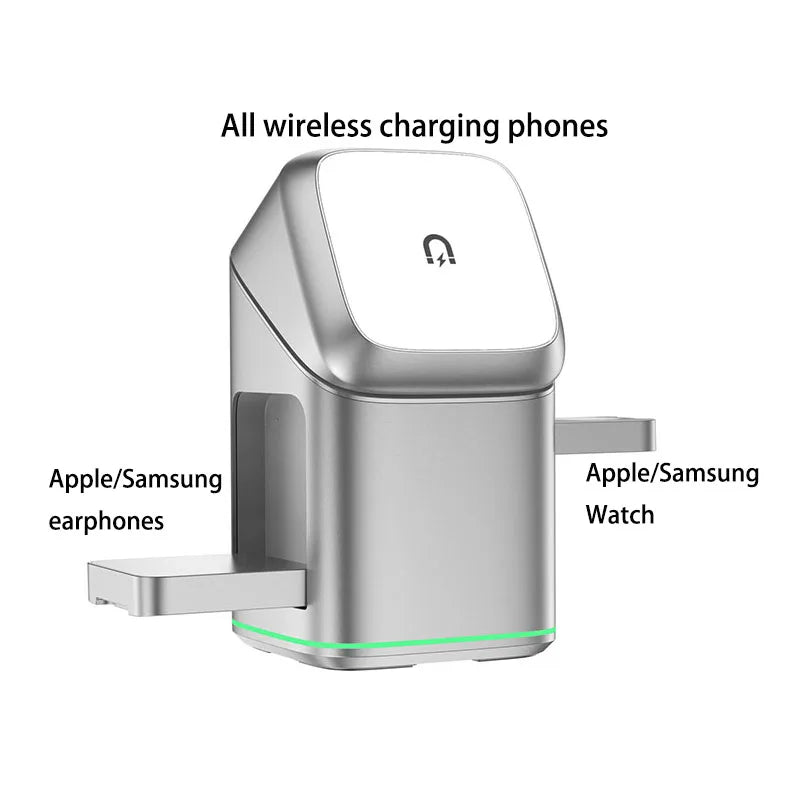 Qi2 25W 3-in-1 Magnetic Wireless Charger Stand Fast Charging For iPhone 14 15 16 17/AirPods Charger Touch Auto Rotation