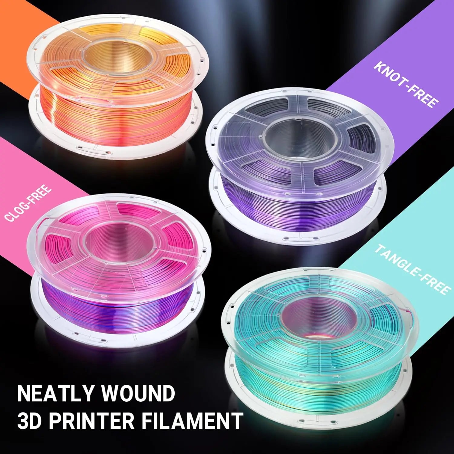 SUNLU PLA PLUS Silk 3D Printer Filament 1.75mm Double/Triple Tone Shiny Silk Textures Gradient Colors for Most FDM 3D Printers