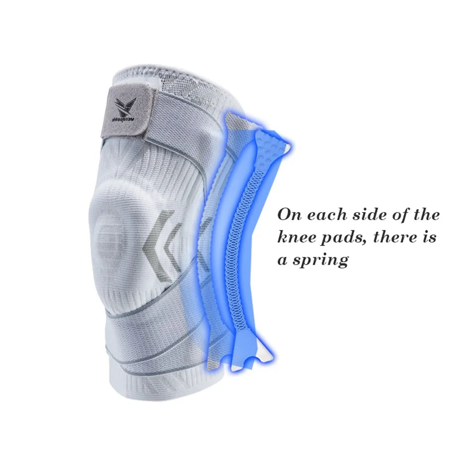 1PC Men Compression Crossfit Rodilleras Elastic Sport Knee Sleeve with Long Straps Black Blue Knee Brace with Silicone Gel