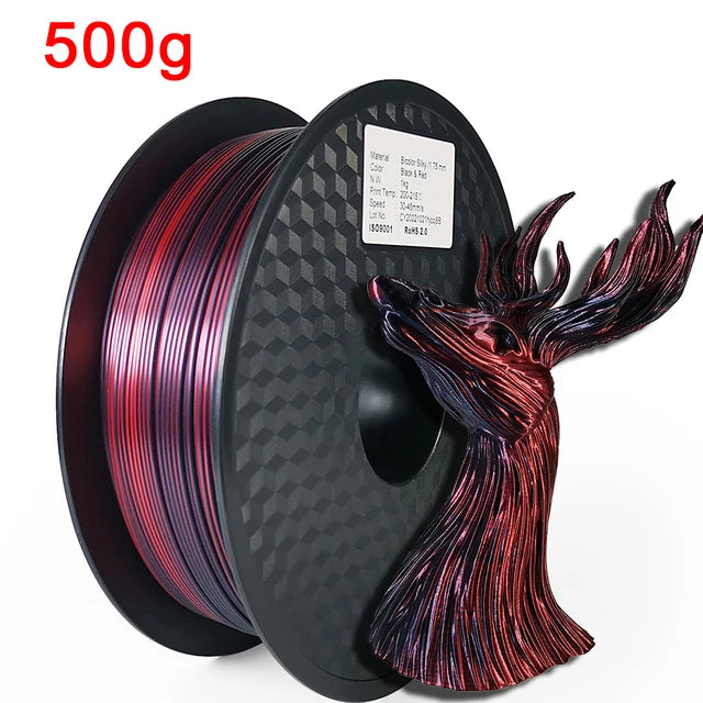 Dual Color Filament Silk PLA 1.75mm 1kg 500g 250g 3D Printer Plastic Material Two Colors Filament PLA Black Red Green Bundle New