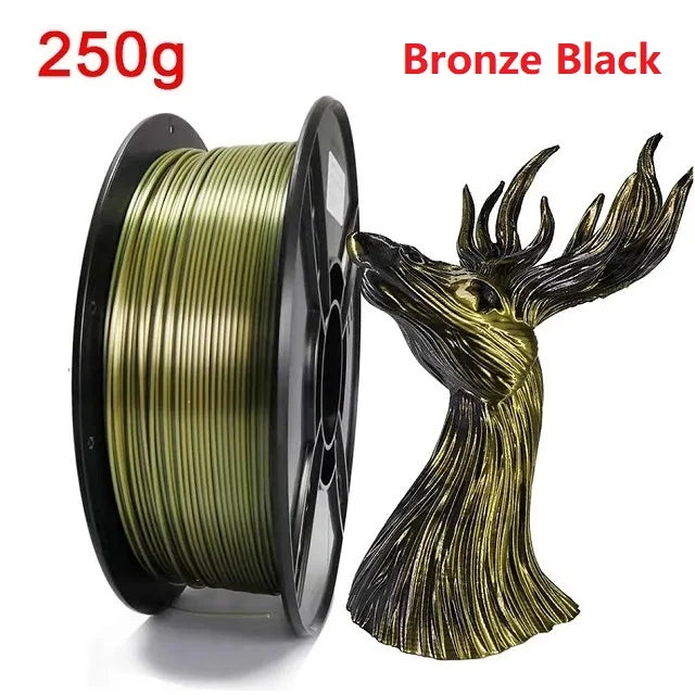 Dual Color Filament Silk PLA 1.75mm 1kg 500g 250g 3D Printer Plastic Material Two Colors Filament PLA Black Red Green Bundle New