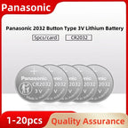 Original Panasonic CR2032 Battery for Car Key Fob, Watch, and Computer Motherboard (1-20pcs) - 3V Lithium Coin Cell 2032