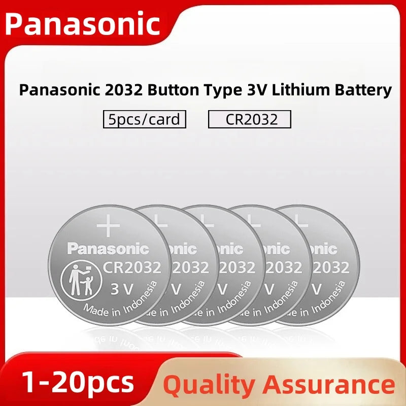 Original Panasonic CR2032 Battery for Car Key Fob, Watch, and Computer Motherboard (1-20pcs) - 3V Lithium Coin Cell 2032