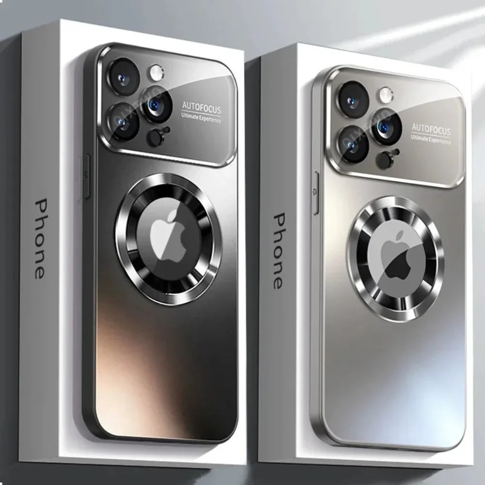 Luxury Glass Camera For Magesafe Magnetic Wireless Charge Case For iPhone 17 16 13 14 15 11 12 Pro Max Air Plus Shockproof Cover