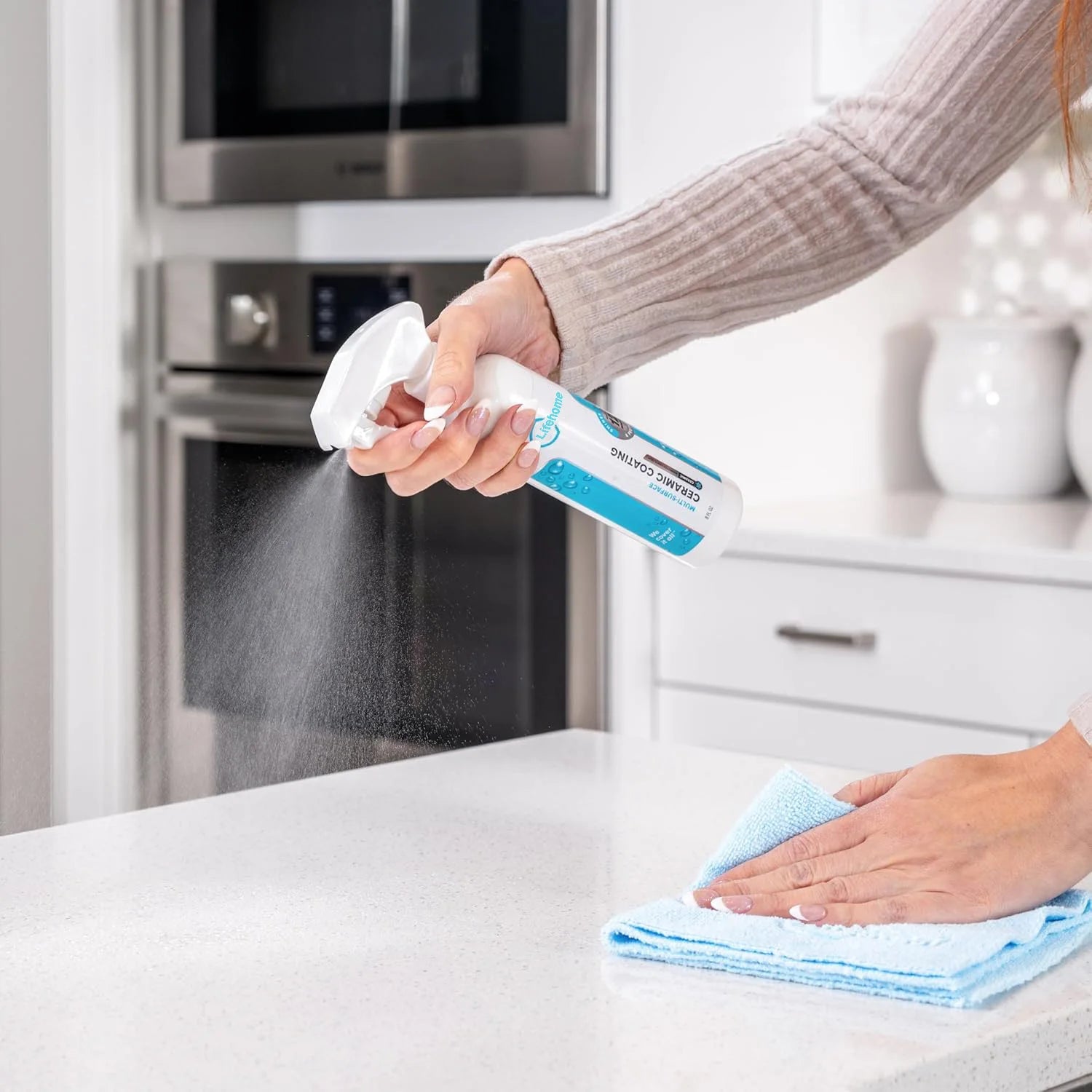 Lifeproof Home Ceramic Coating Spray Kit - Protect Stainless Steel, Appliances, Countertops, Glass & More Kitchen + Bath Surfaces - Repels Stains, Grime,  Liquids & More!