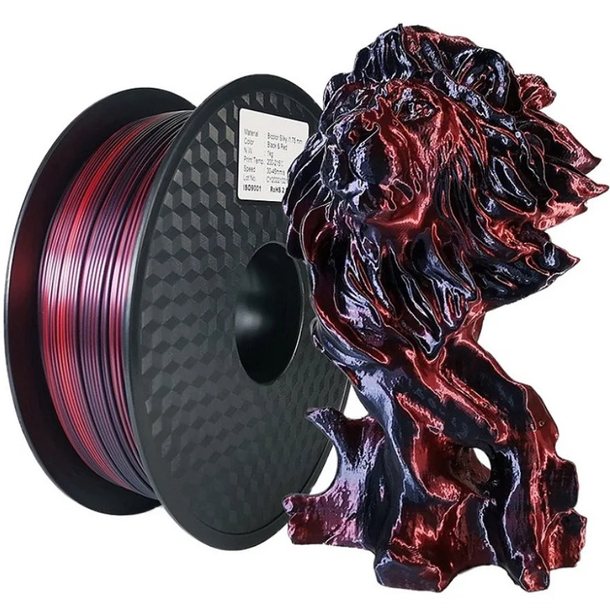 Dual Color Filament Silk PLA 1.75mm 1kg 500g 250g 3D Printer Plastic Material Two Colors Filament PLA Black Red Green Bundle New