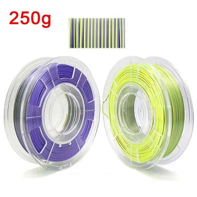 Dual Color Filament Silk PLA 1.75mm 1kg 500g 250g 3D Printer Plastic Material Two Colors Filament PLA Black Red Green Bundle New