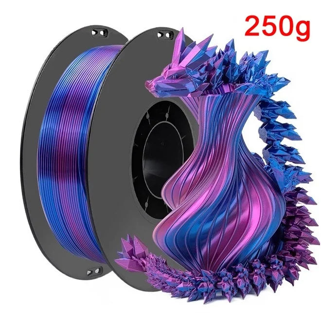 Dual Color Filament Silk PLA 1.75mm 1kg 500g 250g 3D Printer Plastic Material Two Colors Filament PLA Black Red Green Bundle New