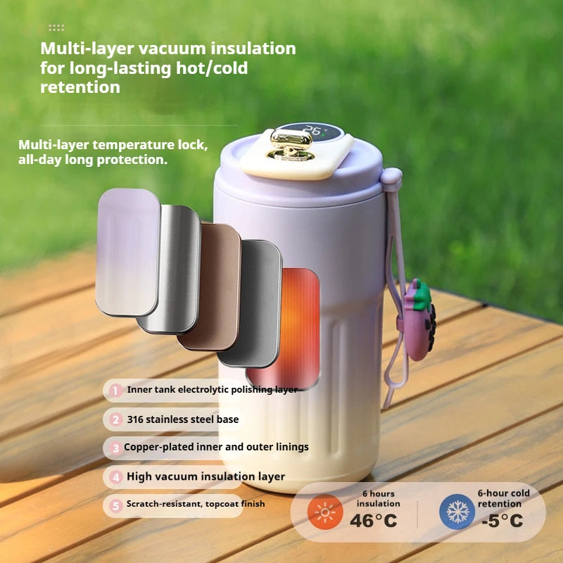 450ML Stainless Steel Thermo Water Bottle LED Temperature Display Coffee Cup Keep Cold and Heat Thermal Mug Travel Vacuum Flask