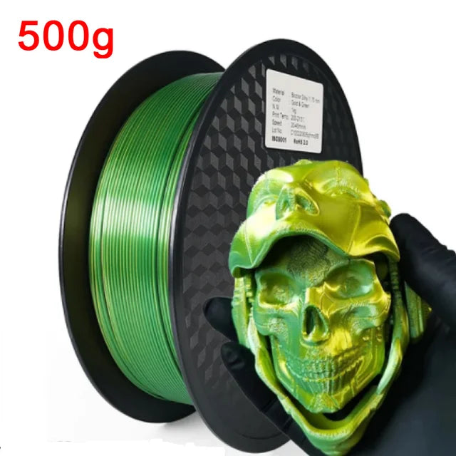 Dual Color Filament Silk PLA 1.75mm 1kg 500g 250g 3D Printer Plastic Material Two Colors Filament PLA Black Red Green Bundle New
